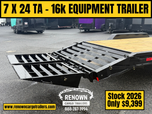 STOCK CLEARANCE! 7x24 16K GVWR Equipment Trailer  for sale $9,399 