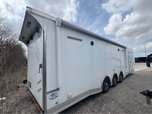 USED 8.5X34 RACE TRAILER BATHROOM PACKAGE, Awning & 2 ACs!  for sale $44,000 