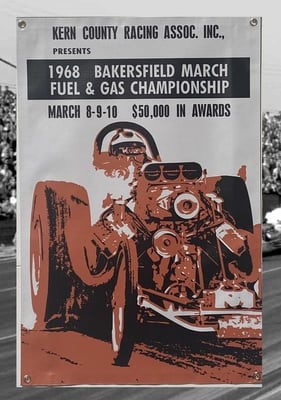 1968 BAKERSFIELD FUEL & GAS Championship Garage Banner