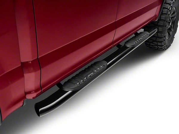 Barricade 5 in. Oval 60 Degree Bent End Side Step Bars - Bla