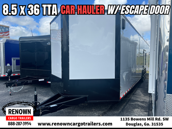 MASSIVE 8.5x36' Blackout Polycore Car Hauler w/ Escape Door  for Sale $16,299 