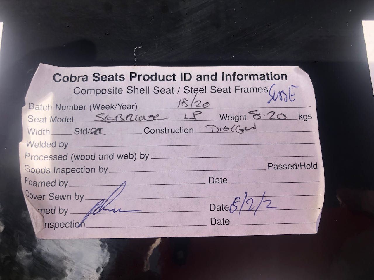 Interior/Upholstery - Brand new condition COBRA SEBRING TLP STD Seat - Used - 0  All Models - Costa Mesa, CA 92627, United States