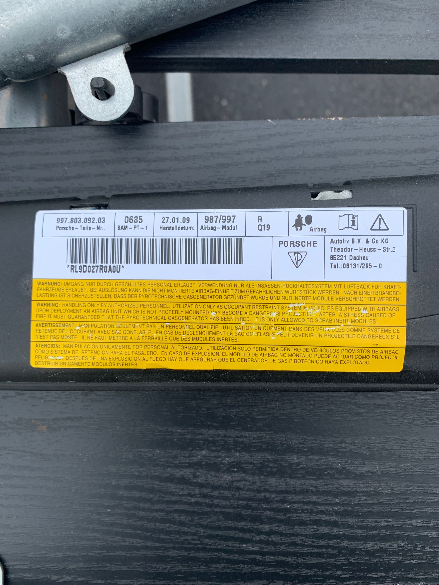 Interior/Upholstery - Porsche Door Air bags - New - 2009 to 2012 Porsche Cayman - Setauket, NY 11733, United States