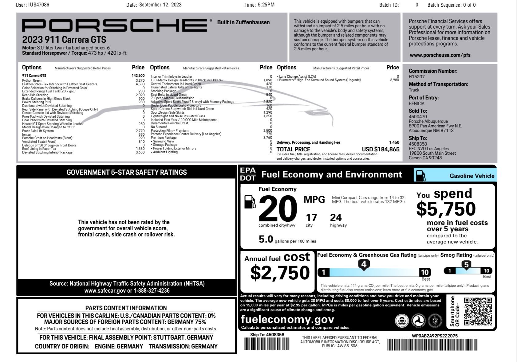 2023 Porsche 911 - 2023 Python Green GTS Manual - Used - VIN WP0AB2A92PS222075 - 5,400 Miles - 6 cyl - 2WD - Manual - Coupe - Other - Indian Wells, CA 92210, United States