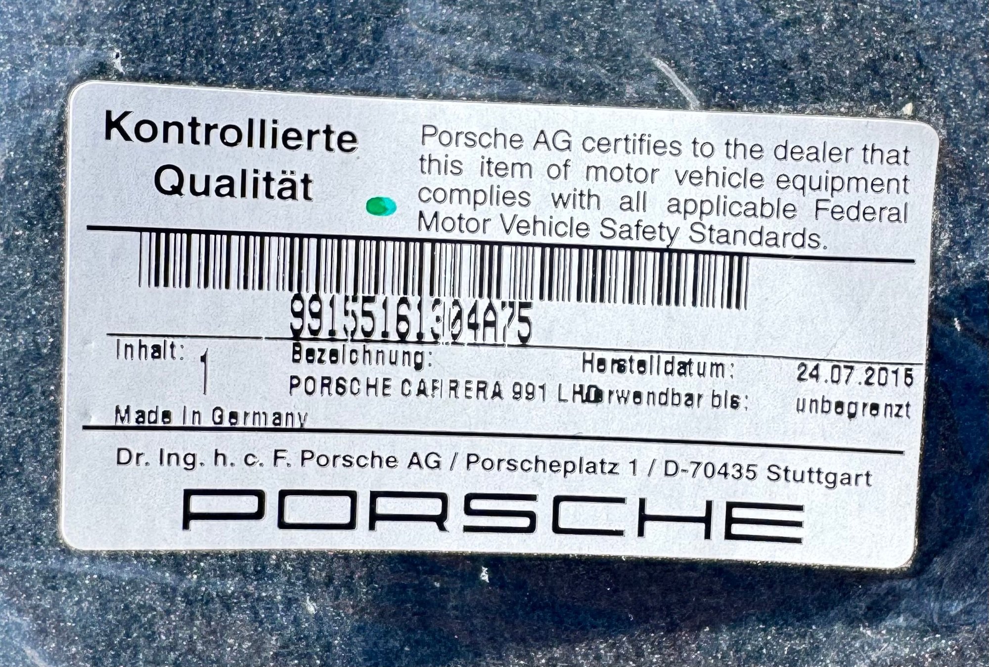 Interior/Upholstery - Brand new Porsche 991 carpet floor mats in Black - New - 2012 to 2019 Porsche 911 - Seal Beach, CA 90720, United States