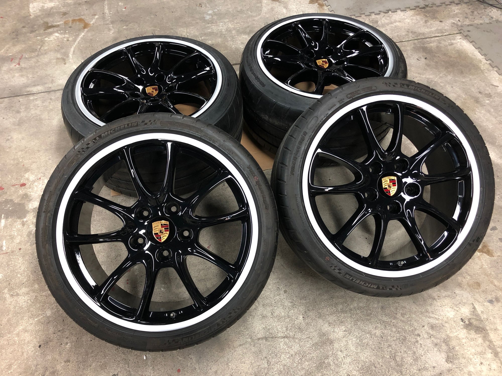 Wheels and Tires/Axles - OEM / Porsche GT3 wheels / Gloss Black 997.1 997.2 RS GT2 Michelin Pilot Sport Cup 2 - Used - 2001 to 2012 Porsche 911 - Lansdale, PA 19446, United States