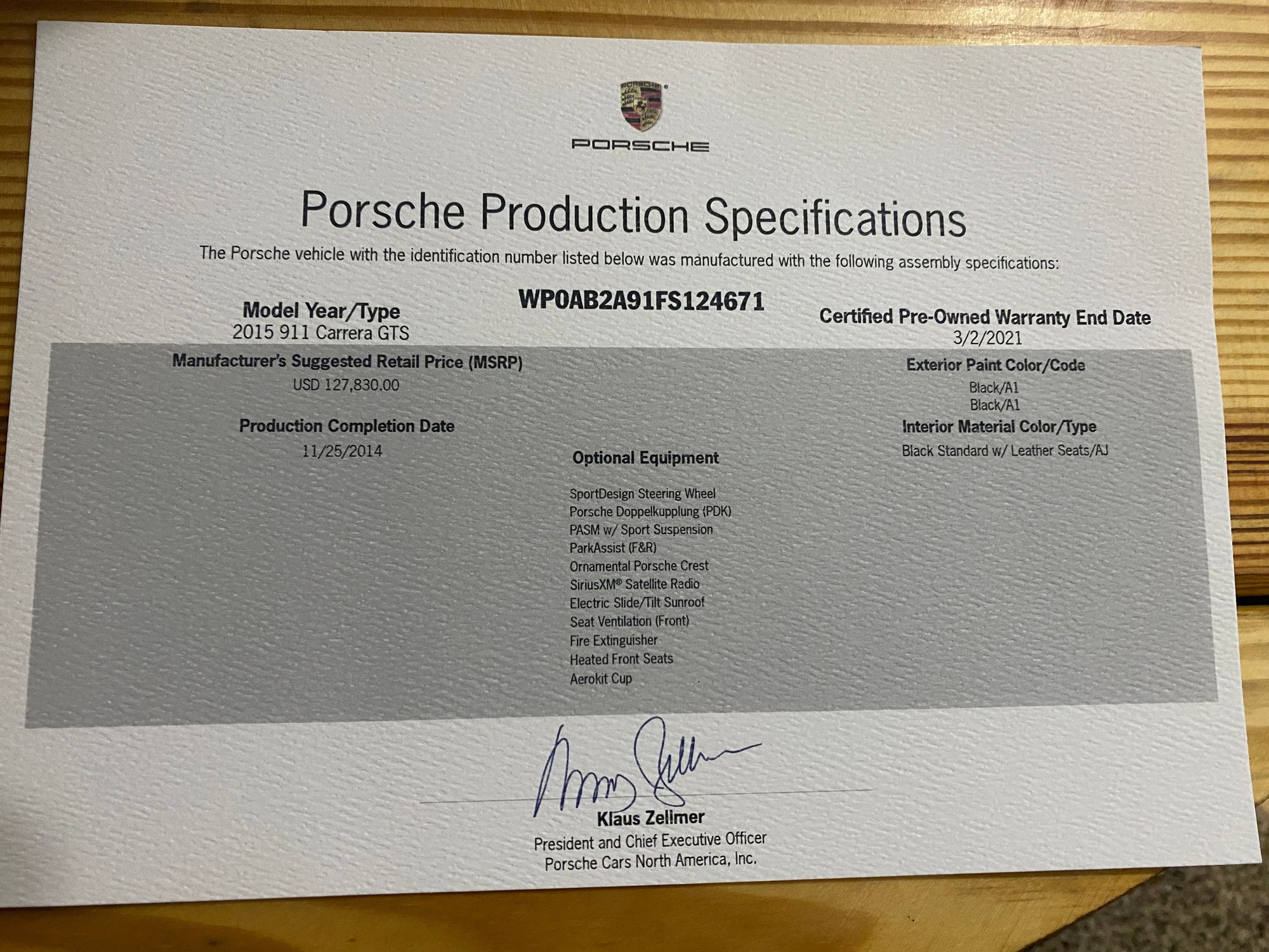 2015 Porsche 911 - 2015 991 Carrera GTS--Last of the Naturally Aspirated 3.8L 911's - Used - VIN WP0AB2A91FS124671 - 51,600 Miles - 6 cyl - 2WD - Automatic - Coupe - Black - Dunn Loring, VA 22027, United States