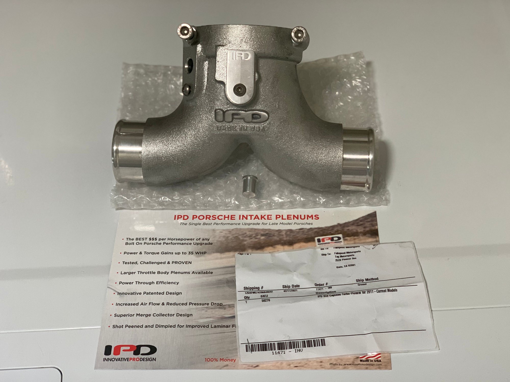 Engine - Power Adders - IPD 58276 Intake Manifold Plenum for Porsche 958 Cayenne Turbo ('10-Present) $595 - Used - 2010 to 2018 Porsche Cayenne - Carlsbad, CA 92009, United States