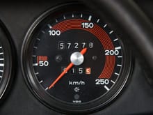Does anybody know where this speedometer originated from? Normally, there is red stripe between 50-60km/h, but this one has it from 100 to 250km/h? I'm dying to know which specific model this design of speedometer originated from. 