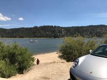 Climbed up the hill to Big Bear Lake. It was still hot even at the higher altitude (mid 90s).