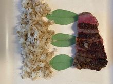 porterhouse with rice stir fried in beef fat