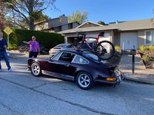 this is a old 1971 outlaw that the owner drove with bike on top so we can go ride