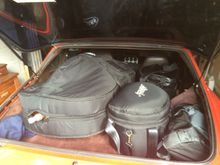 Upright bass, amp, extra speaker cabinet, assorted music gear, and room for more!