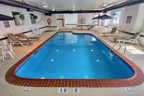 Nice sized indoor pool to cool off or relax in the hot tub after track.
