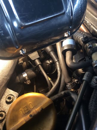 Heater valve arm in center — the white thing