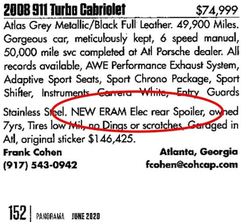 Owners consider the eRam Kit an upgrade when selling their car.