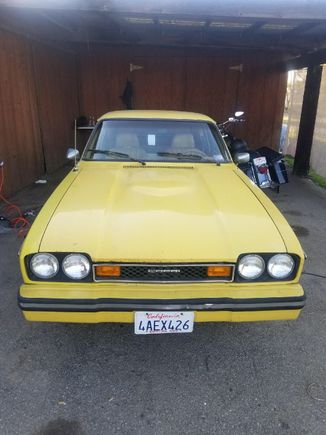 76' Mercury Capri w 4spd. Made in West Germany. Bought it to do an engine swap. Still haven't! ;)