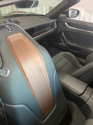 Back of seat with Palado Inlay and full black leather surround