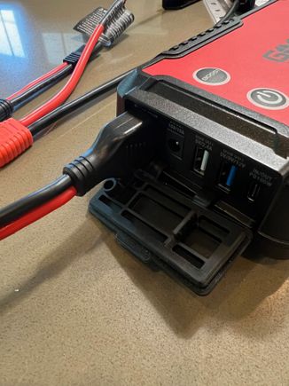 modified adapter seated into jump starter