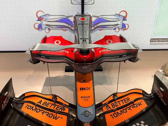2008 McLaren front wing as compared to 2022 McLaren front wing