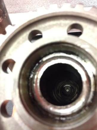 Looking down the hollow ims tube, you can see the plug at the plain bearing end.