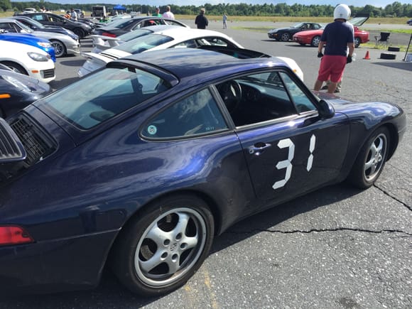 Lev's midnight blue 993 with HB sport seats.  Lev is a great driver, and rode with me for a lap in my C4 on Sunday.  I got so pumped up I went sideways and took out the first slalom course. :)