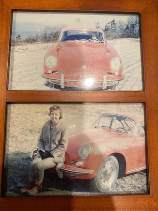 Mom sitting on my dad's 1962 356 which started my obsession. I wasn't born yet before he sold it but grew up listening to stores about this car.  European Delivery too.  