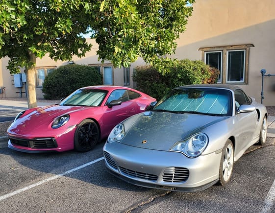 My pops 996 Turbo next to my 992 T at work