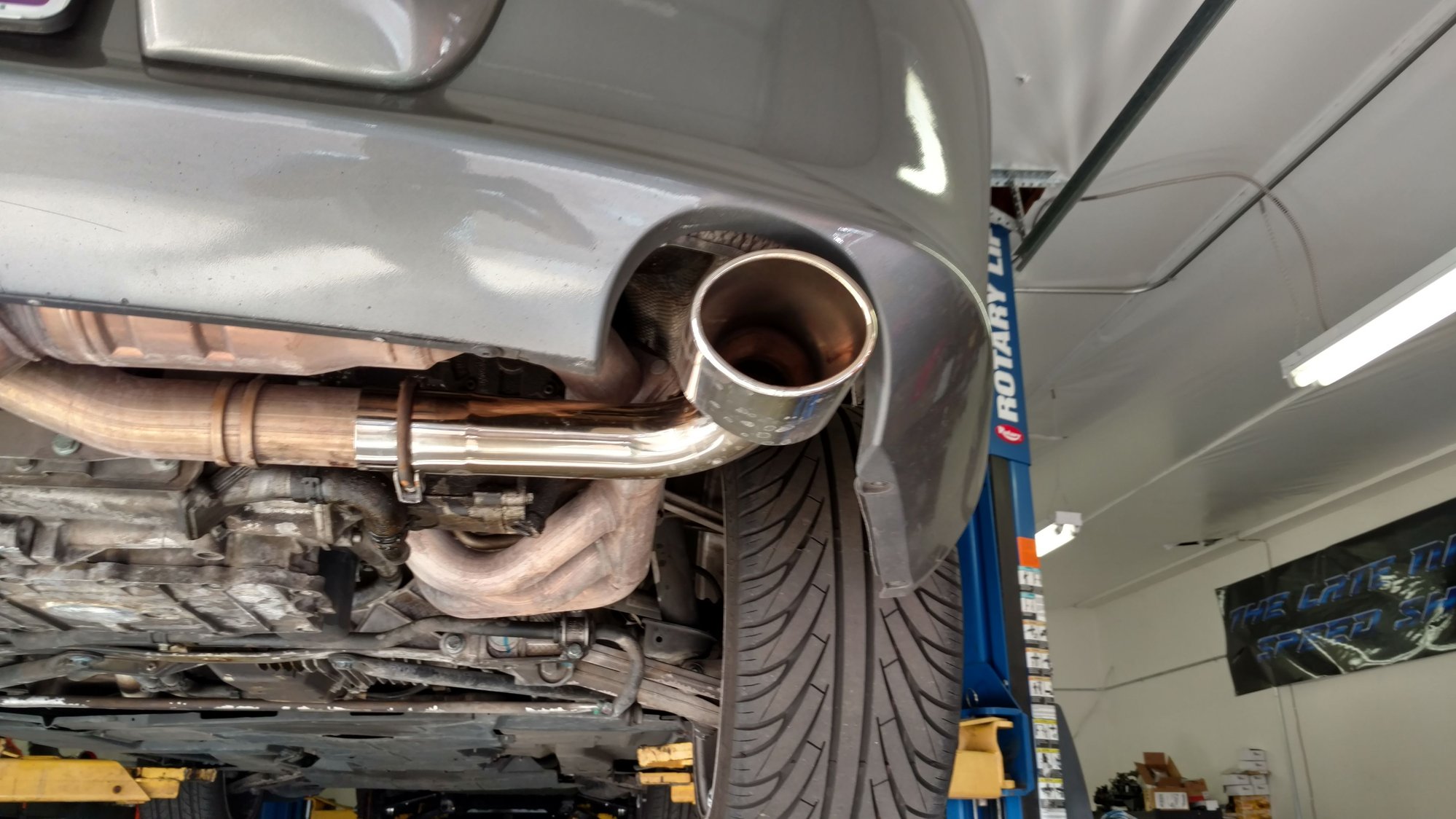 Muffler Delete with added resonators to quiet down drone