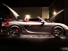 2016 Porsche Boxster Spyder in Agate Gray with an extended fuel tank, Bose, and Bi-xenons.