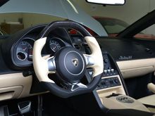 After:
Gallardo Spyder with our Sportive carbon top Gallardo steering wheel installed