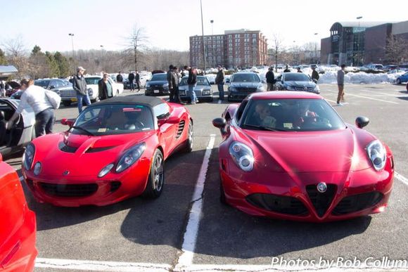 Front view, Elise & Alfa 4C.