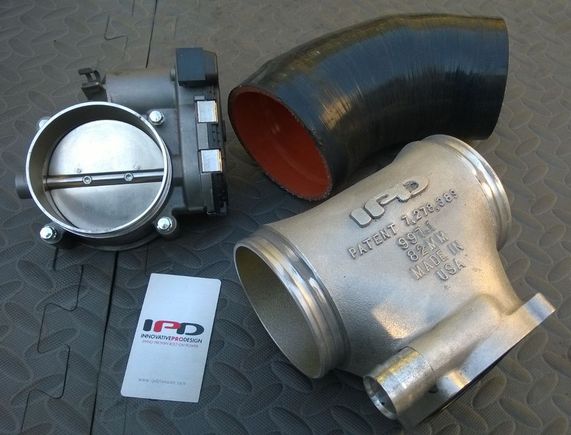 IPD Comp Plenum, GT3/X51 throttle body, and stiff silicon adapter hose to connect TB to intake box.