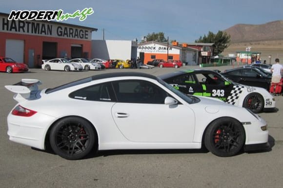 RennTrack dot com PORSCHE 997s after being wrapped with matte white vinyl, by ModernImage.net.