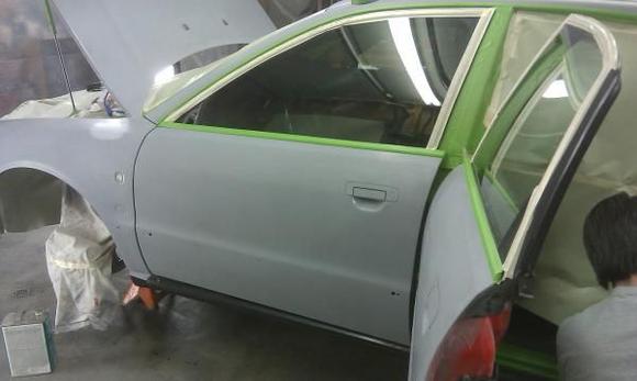 my dad prepping for paint