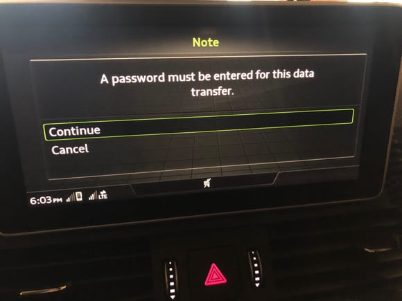 After this message it asks for mu user ID then next screen is password??? I have no idea what this is for?? It happens at start up...If I hit the Nav button twice it goes away and phone is connected via bluetooth