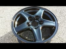 My rims powder coated gloss black and double cleared.