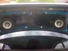 speakers are a perfect fit. now I just gotta carpet it and its done.