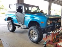 Said Bronco was on 9" of lift. They plan on lowering it down to 4" with the 305/65/17s we put on.