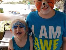Izzie and Dyllon wanted their faces painted. Jordan didn't want any part of it.