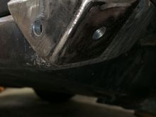 This is the mount for the front of the rear wheel well hoops. It’s 3 pierces of 1/4” plate. The slider is drilled and taped for attachment bolts. The triangle shape “hugs” the slider providing a ton of strength.