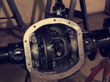 The carrier bearings are still very tight on this axle. I had to cram a rag between the ring and pinion gears to pop the carrier out. 