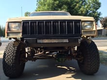 DBO Offroad Stubby front bumper with 20 inch LED bar cut and bolted in