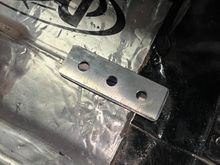 I made this little plate out of 14 ga. steel to distribute force out a bit. The two front holes only go through one layer of 18 ga. steel. 