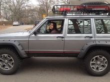 wife gets to run the errands while im sick

1993 Jeep cherokee with Bushwacker cutout fenders, 3" lift, 1" spidertrax adapters, rubicon wheels, yakima roof rack, rotopax mounts, hela lights