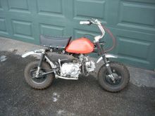 Older project... Put a 110cc engine with clutch and 4 speed in this 1978 Honda 50. Bike was a wreck when I picked it up. Nice for wheelies... Got bored and sold it.