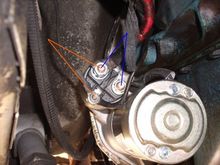 XJ starter
jumping the Orange lines will engage the starter if the solenoid is good
jump the blue lines will spin the starter even if the solenoid is bad but  will not engage it