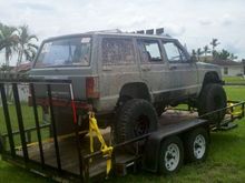 On the trailer, After a night in the woods.