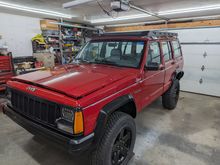 Probably spent about a full week cleaning the Jeep from sitting in the dirty garage being worked on for 4 years now. Polished it for two full days, cleaned the windows, clean the inside. Ceramic coated it, refinished the black trim with Cerakote wipes and installed the JCR roof rack. Got to say I'm pretty happy with how it looks. 