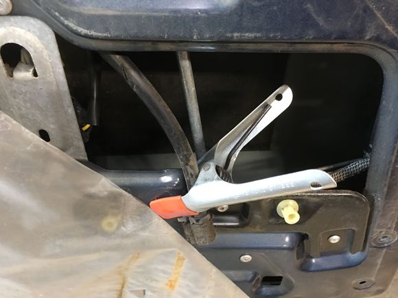 Before cutting, move the window regulator tube thingy so it doesn’t get cut.